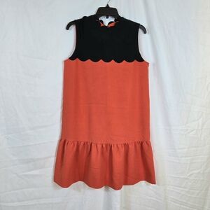Victoria Beckham x Target Womens Orange Black Colorblock Retro Dress Medium Mod